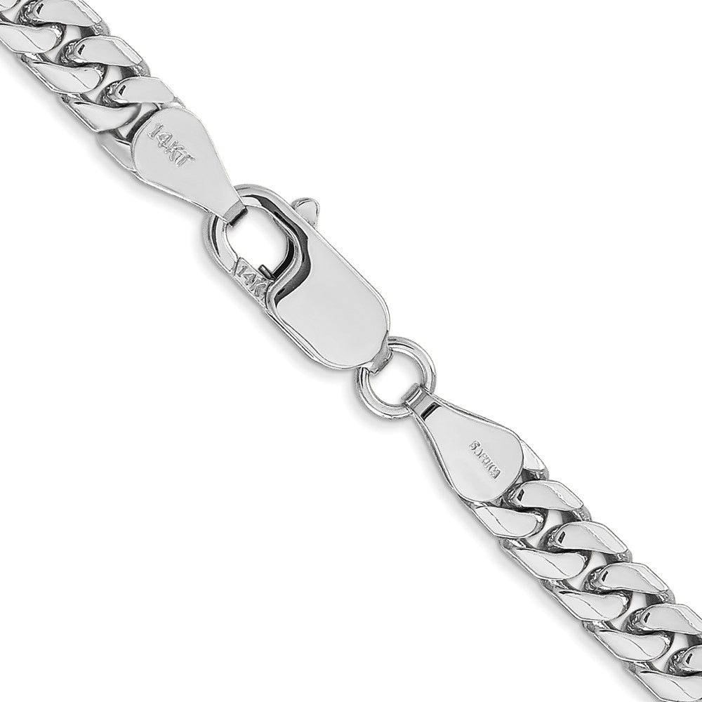 14K White Gold 5mm Solid Miami Cuban Link With Lobster Clasp Chain Necklace