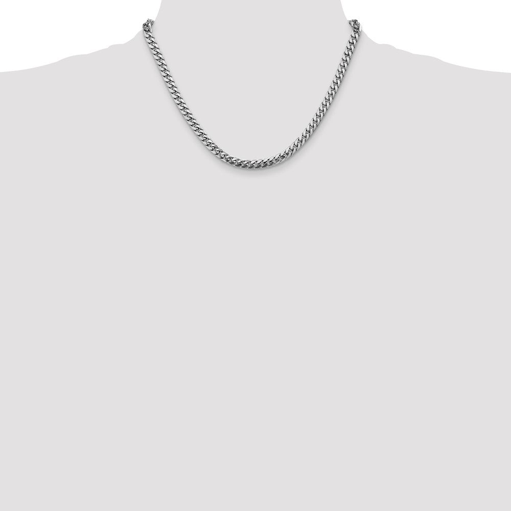 14K White Gold 5mm Solid Miami Cuban Link With Lobster Clasp Chain Necklace