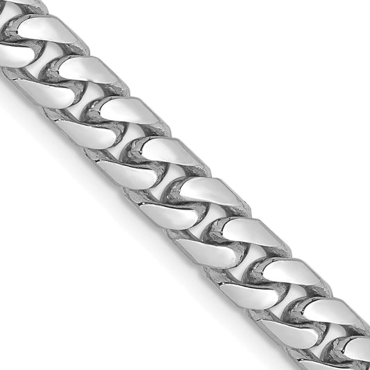 14K White Gold 20 Inch 5mm Solid Miami Cuban Link With Lobster Clasp Chain