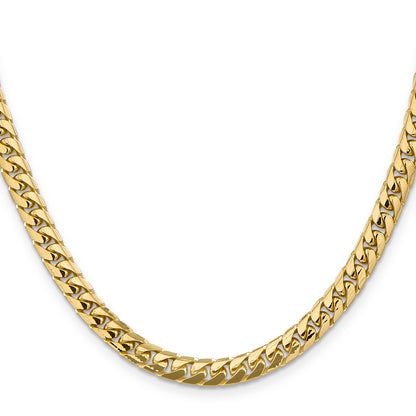 14K 24 inch 5.5mm Solid Miami Cuban Link with Lobster Clasp Chain Necklace