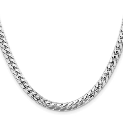 14K White Gold 5.5mm Solid Miami Cuban Link With Lobster Clasp Chain Necklace