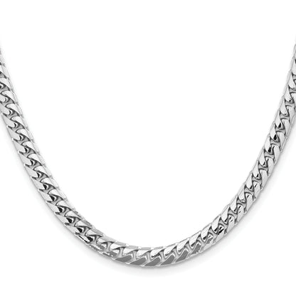 14K White Gold 26 Inch 5.5mm Solid Miami Cuban Link With Lobster Clasp Chain