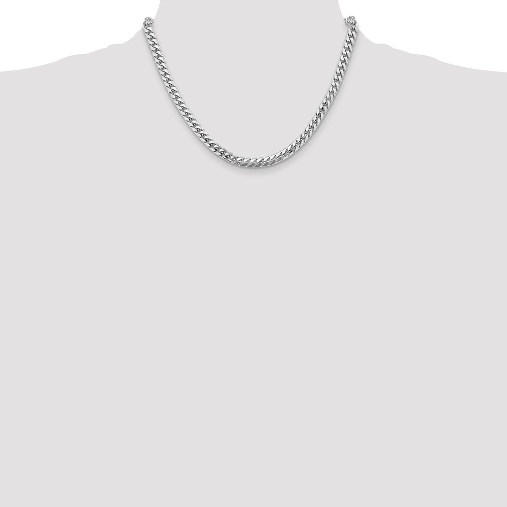 14K White Gold 5.5mm Solid Miami Cuban Link With Lobster Clasp Chain Necklace
