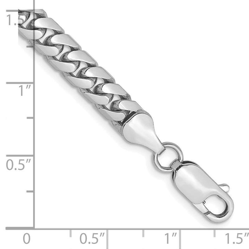 14K White Gold 5.5mm Solid Miami Cuban Link With Lobster Clasp Chain Bracelet
