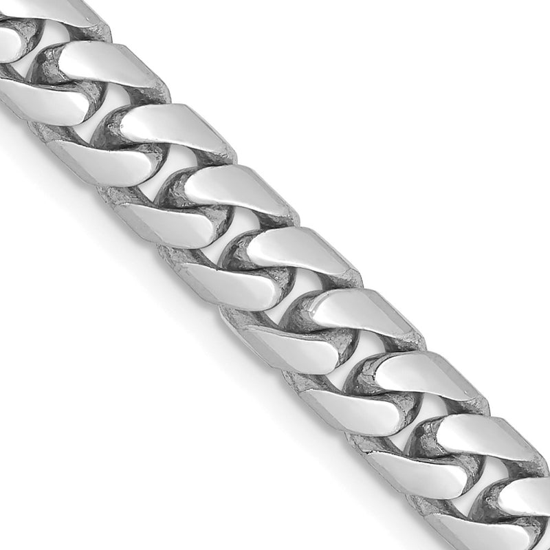 14K White Gold 5.5mm Solid Miami Cuban Link With Lobster Clasp Chain Necklace
