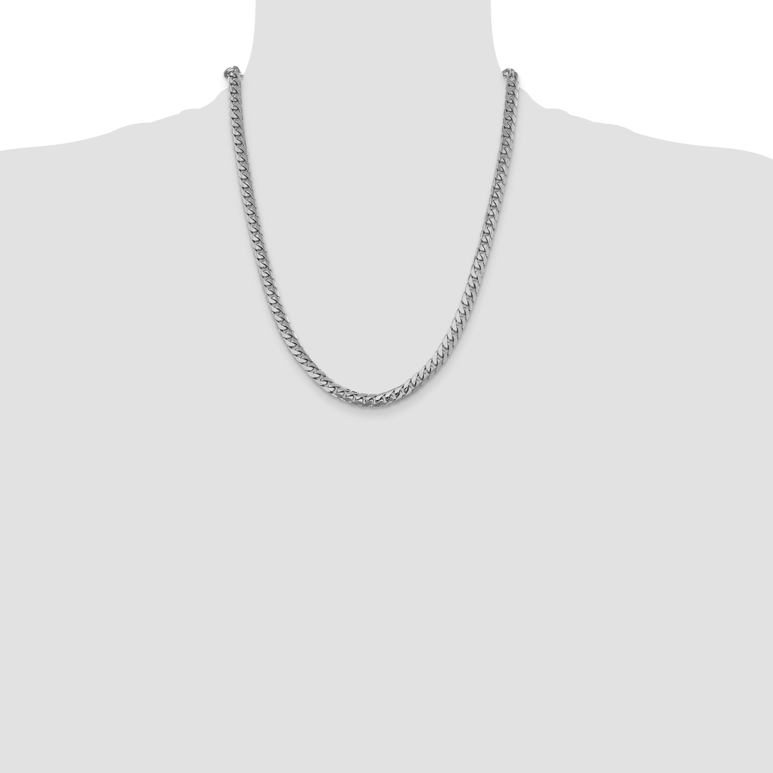 14K White Gold Wg 6.25mm Solid Miami Cuban Chain