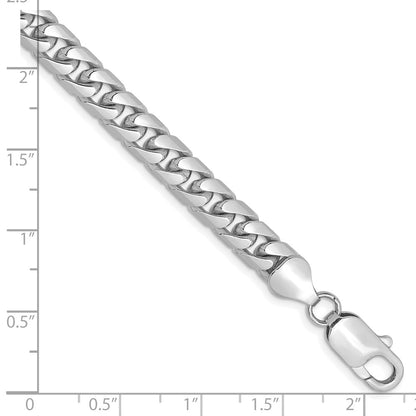 14K White Gold Wg 6.25mm Solid Miami Cuban Chain Bracelet
