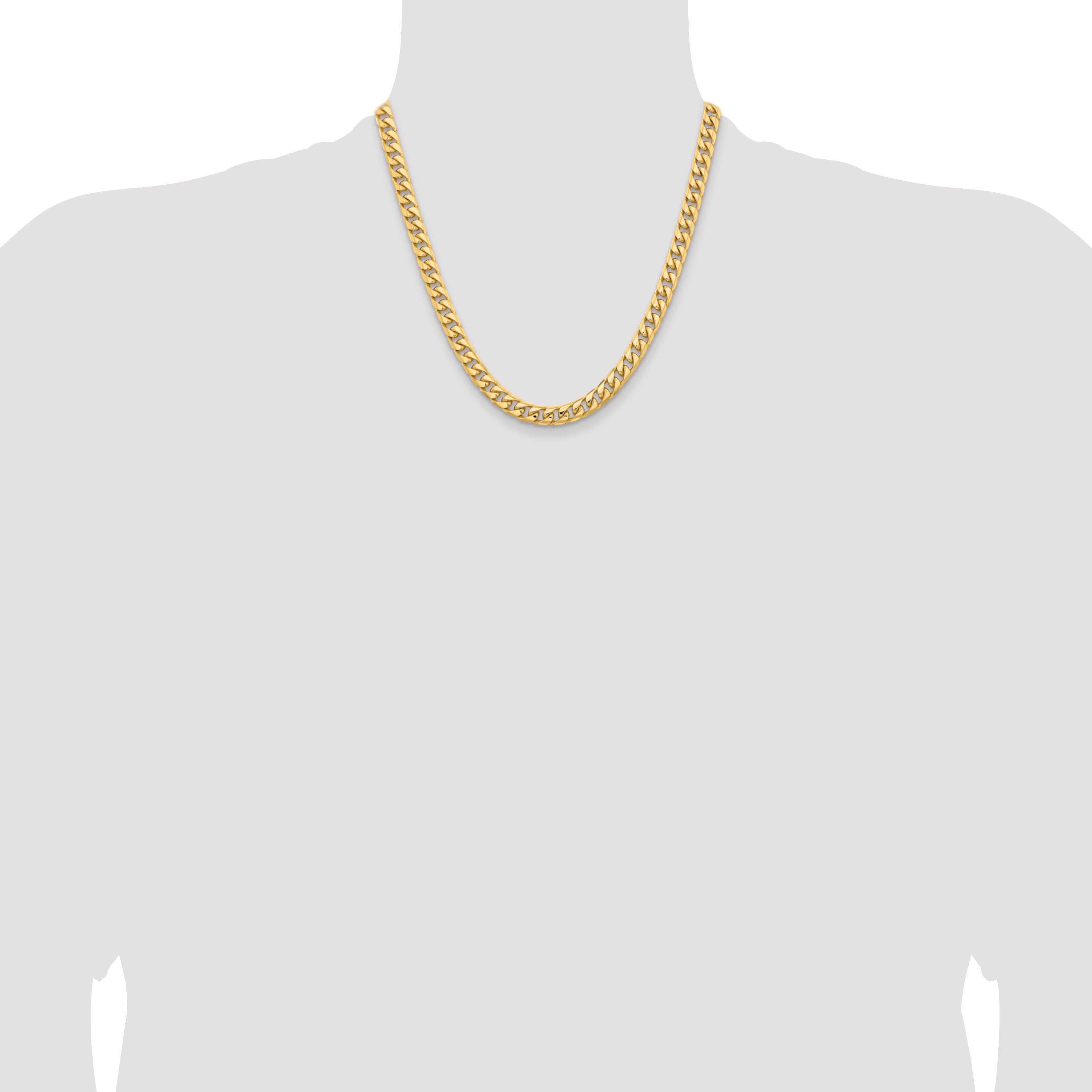 14K 20 inch 6.75mm Solid Miami Cuban Link with Lobster Clasp Chain Necklace