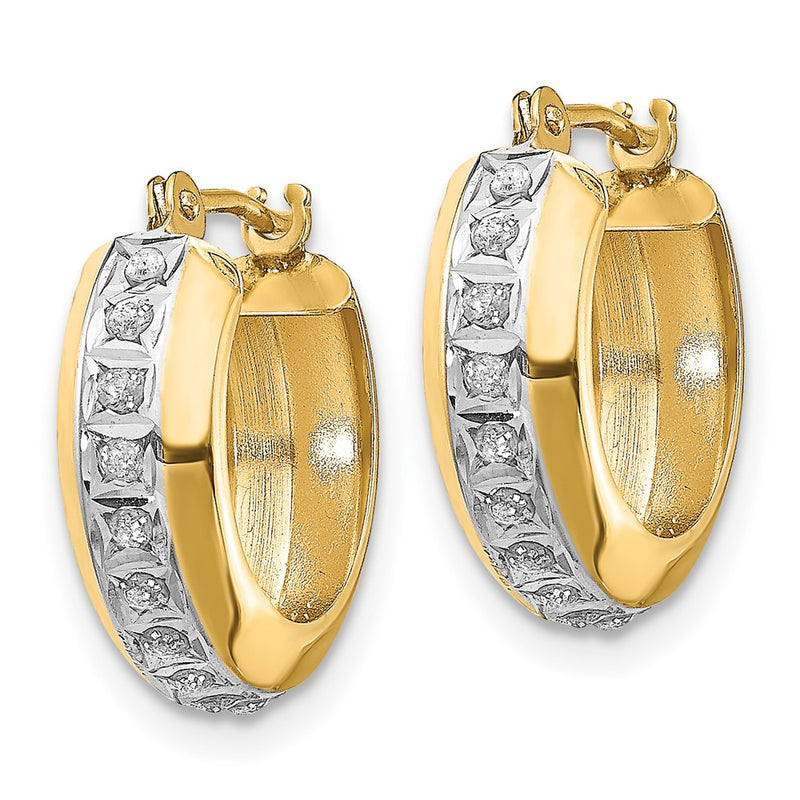 14K Yellow Gold 14Kdiamond Fascination Round Huggy Hinged Hoop Earrings