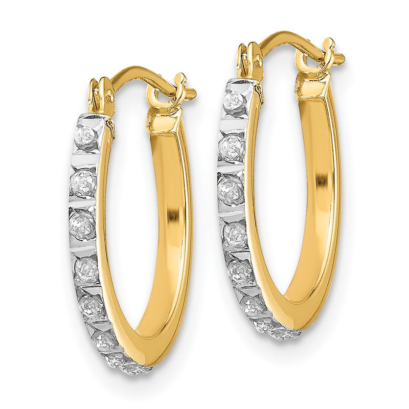 14K Yellow Gold Diamond Fascination Small Hinged Hoop Earrings