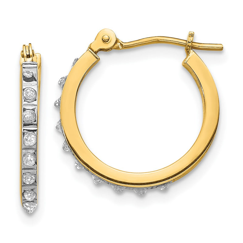 14K Yellow Gold Diamond Fascination Small Hinged Hoop Earrings