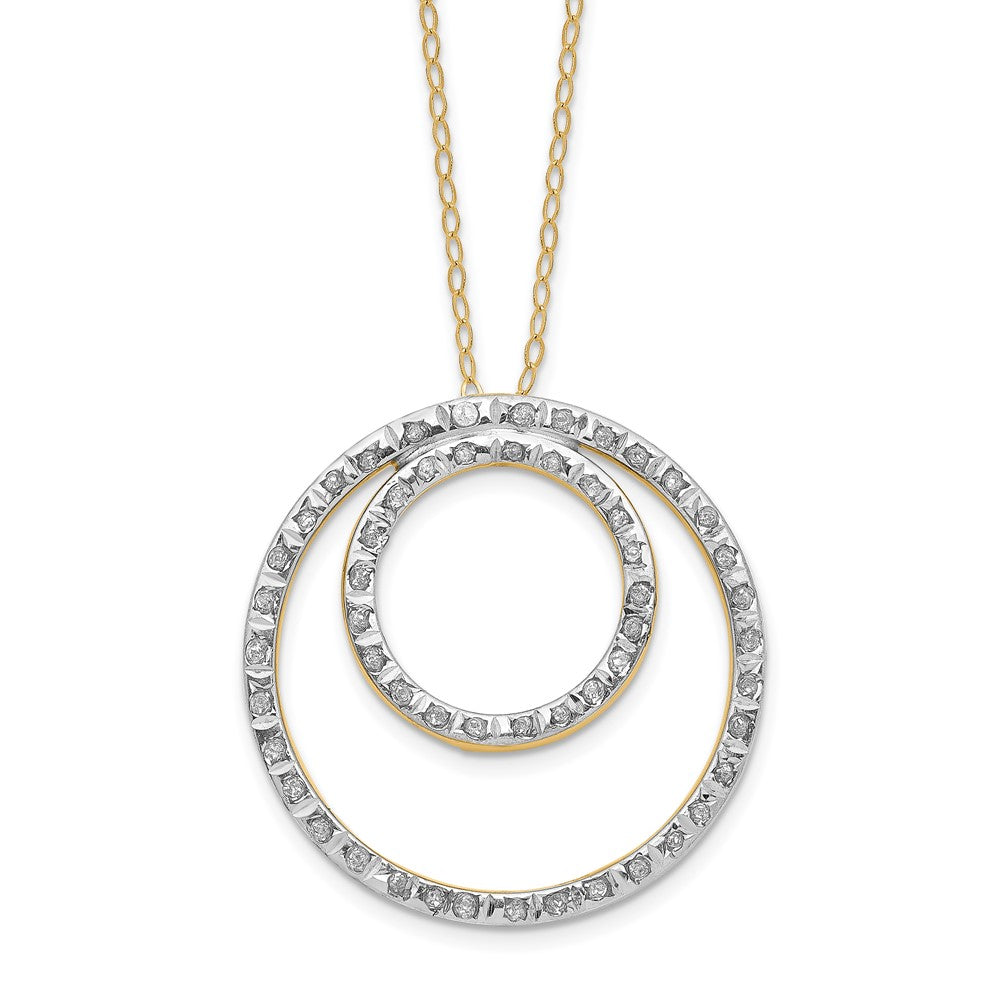 14K Yellow Gold Diamond Fascination Double Circle Necklace