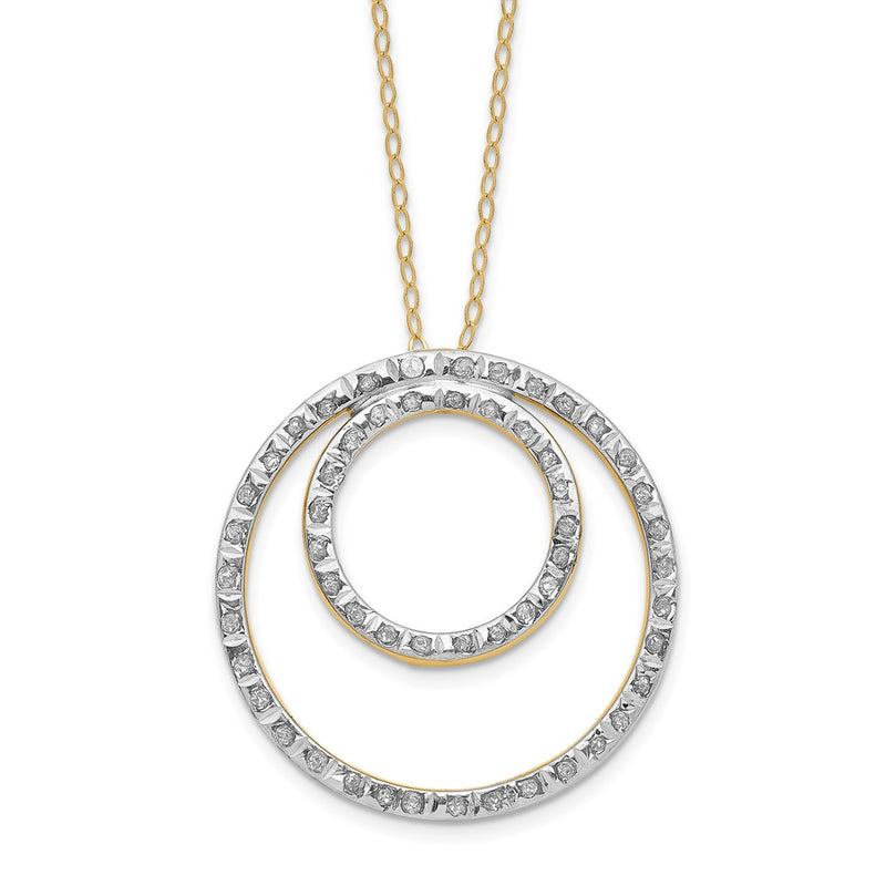 14K Yellow Gold Diamond Fascination Double Circle Necklace
