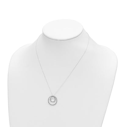 14K White Gold Diamond Fascination Double Circle Necklace