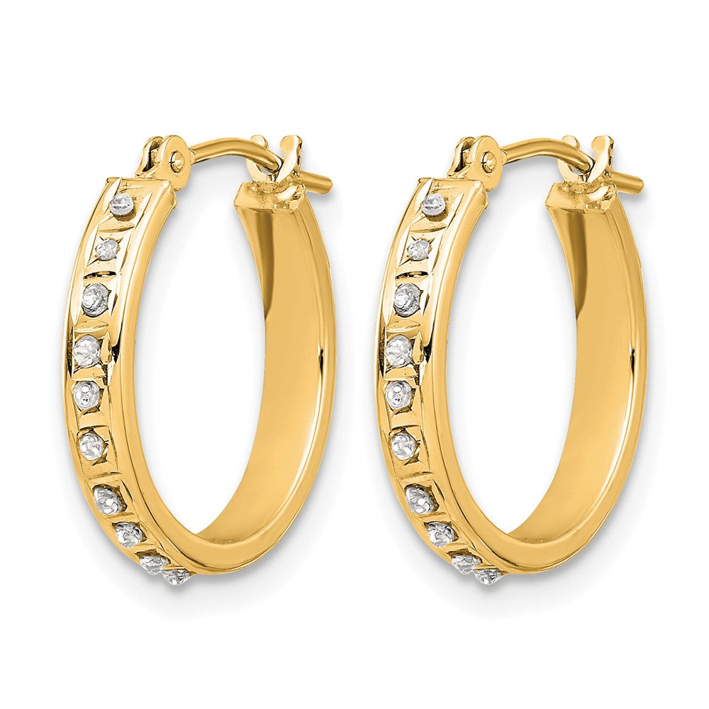 14K Yellow Gold Diamond Fascination Diamond Dust/accent Hoop Earrings