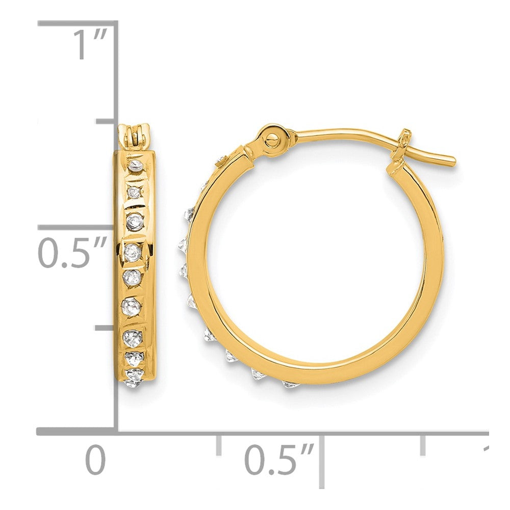14K Yellow Gold Diamond Fascination Diamond Dust/accent Hoop Earrings