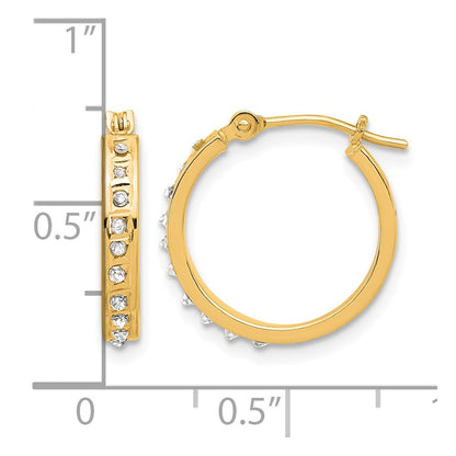 14K Yellow Gold Diamond Fascination Diamond Dust/accent Hoop Earrings