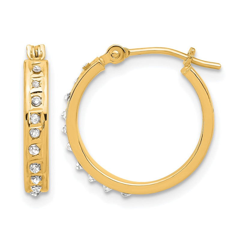14K Yellow Gold Diamond Fascination Diamond Dust/accent Hoop Earrings