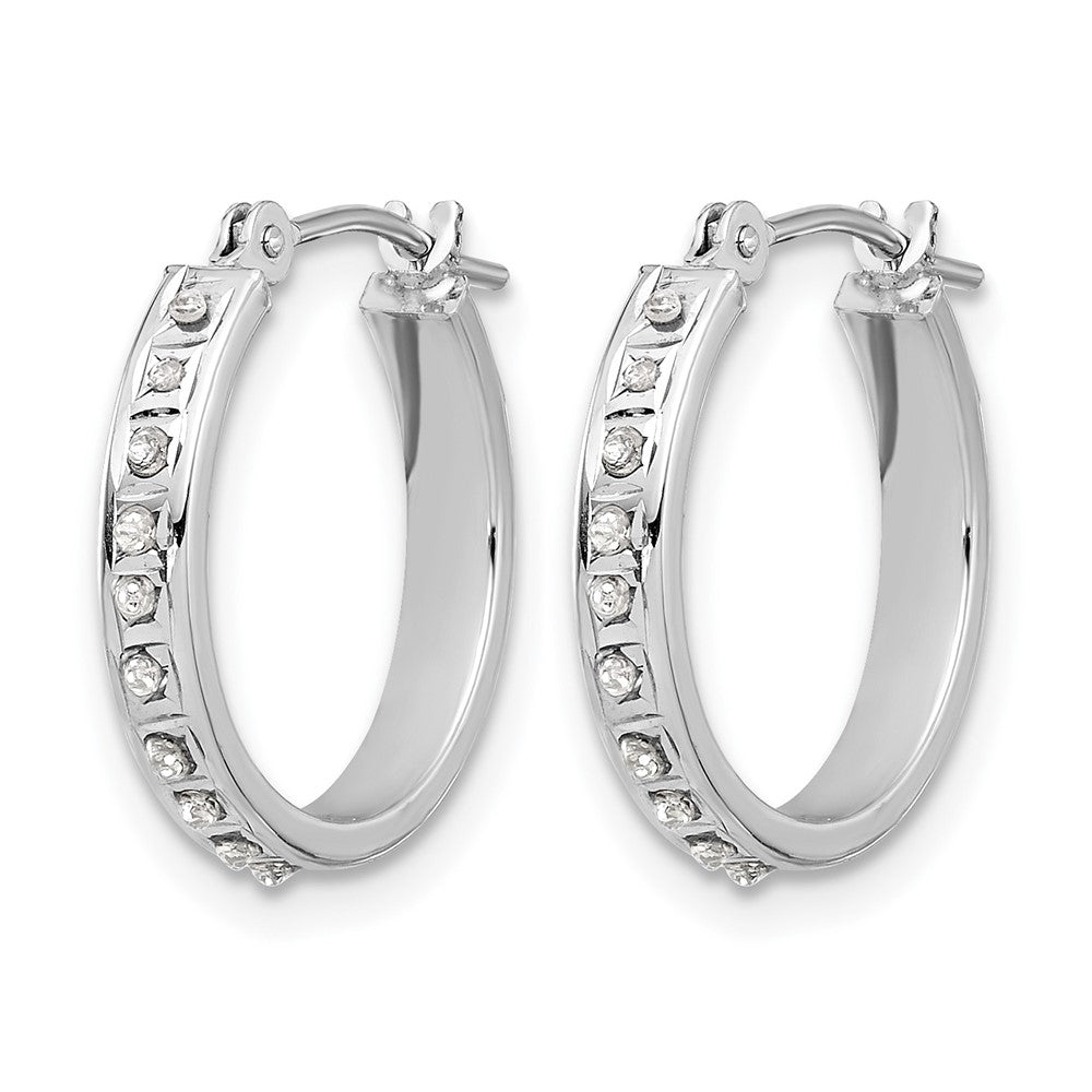 14K White Gold Wg Diamond Fascination Diamond Dust/accent Hoop Earrings