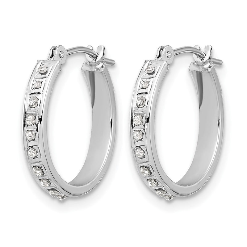 14K White Gold Wg Diamond Fascination Diamond Dust/accent Hoop Earrings