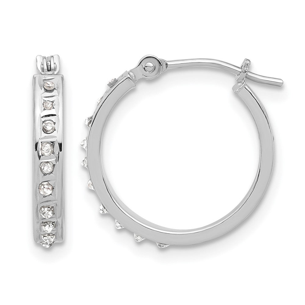 14K White Gold Wg Diamond Fascination Diamond Dust/accent Hoop Earrings