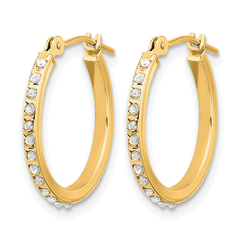 14K Yellow Gold Diamond Fascination Diamond Dust/accent Hoop Earrings