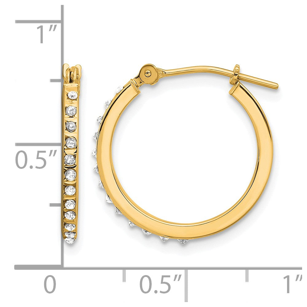 14K Yellow Gold Diamond Fascination Diamond Dust/accent Hoop Earrings