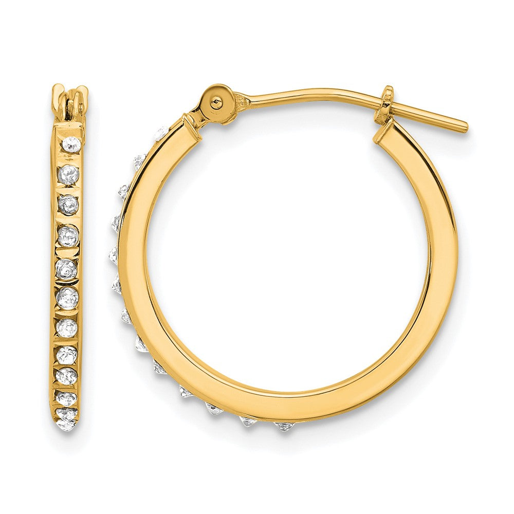 14K Yellow Gold Diamond Fascination Diamond Dust/accent Hoop Earrings
