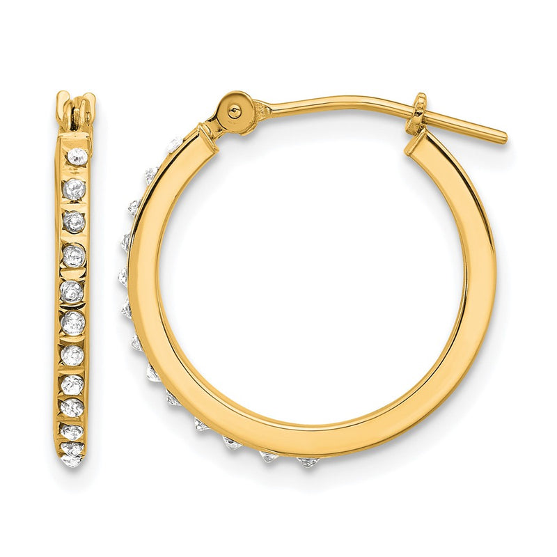 14K Yellow Gold Diamond Fascination Diamond Dust/accent Hoop Earrings