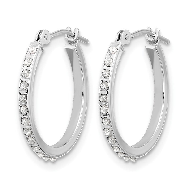 14K White Gold Wg Diamond Fascination Dia. Dust/accent Hoop Earrings