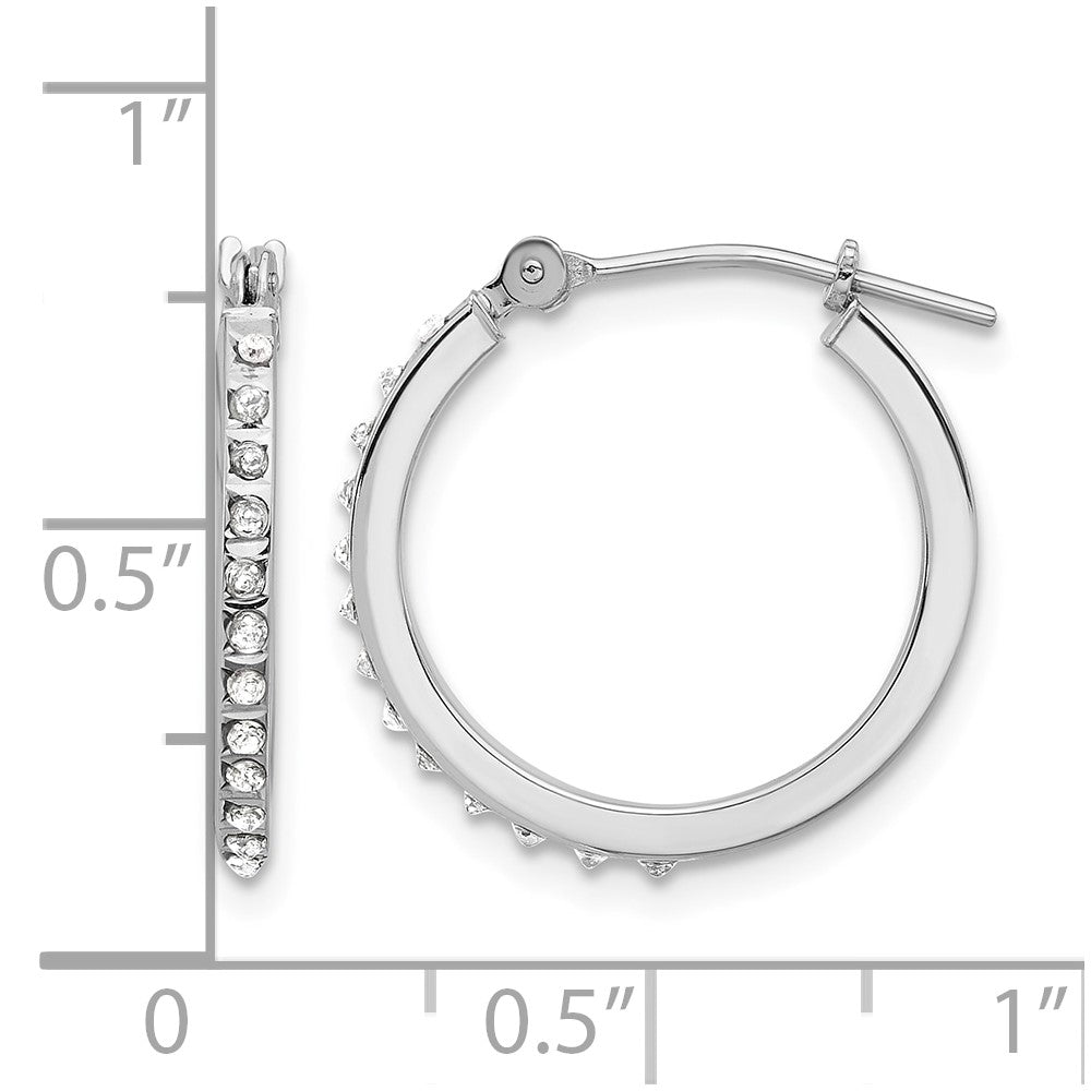 14K White Gold Wg Diamond Fascination Dia. Dust/accent Hoop Earrings