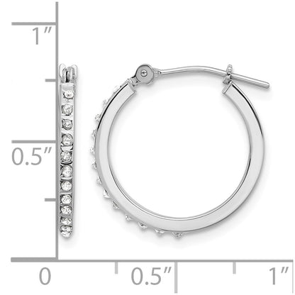 14K White Gold Wg Diamond Fascination Dia. Dust/accent Hoop Earrings