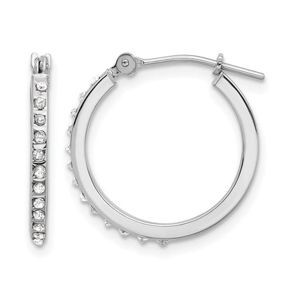 14K White Gold Wg Diamond Fascination Dia. Dust/accent Hoop Earrings