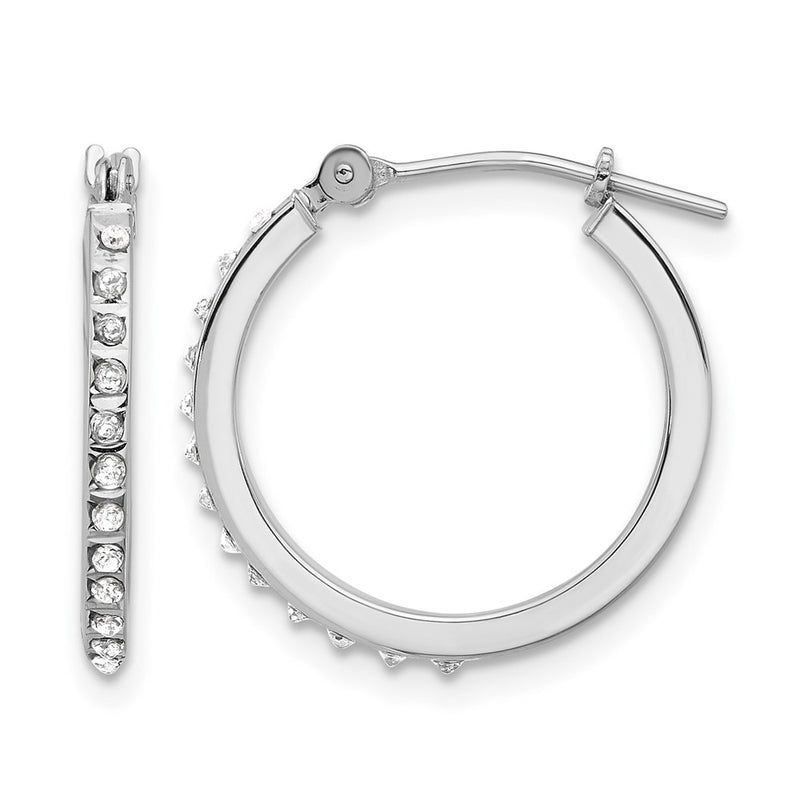 14K White Gold Wg Diamond Fascination Dia. Dust/accent Hoop Earrings