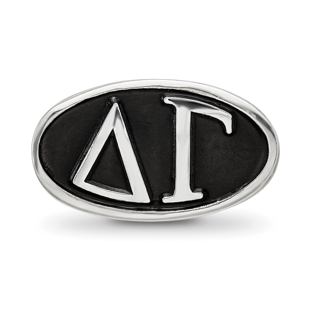 Sterling Silver Logoart Delta Gama Oval Greek Letters Bead