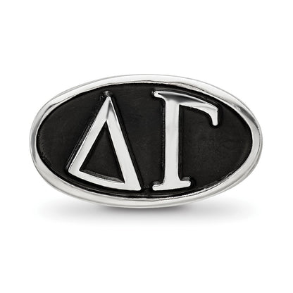 Sterling Silver Logoart Delta Gama Oval Greek Letters Bead
