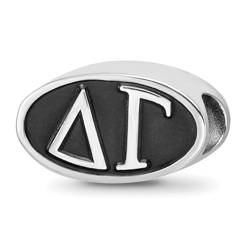 Sterling Silver Logoart Delta Gama Oval Greek Letters Bead