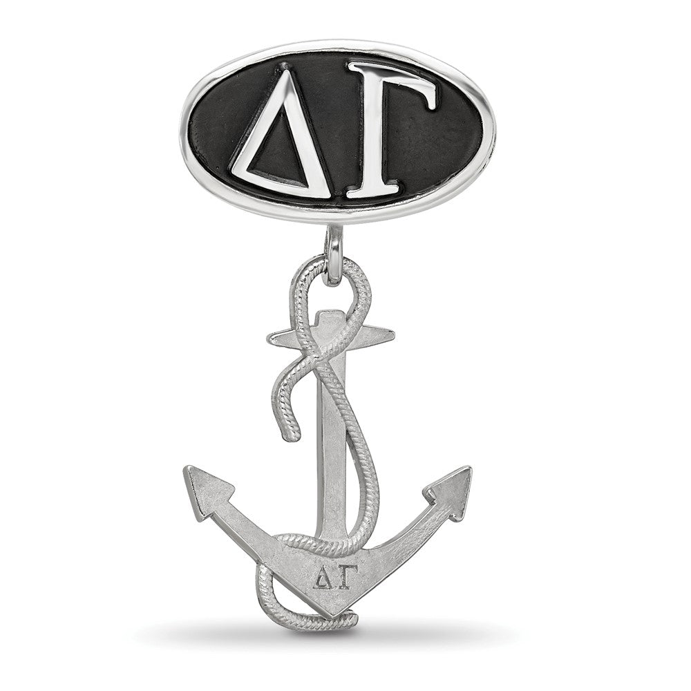 Sterling Silver Logoart Delta Gamma Oval with Anchor Dangle Bead