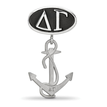 Sterling Silver Logoart Delta Gamma Oval with Anchor Dangle Bead