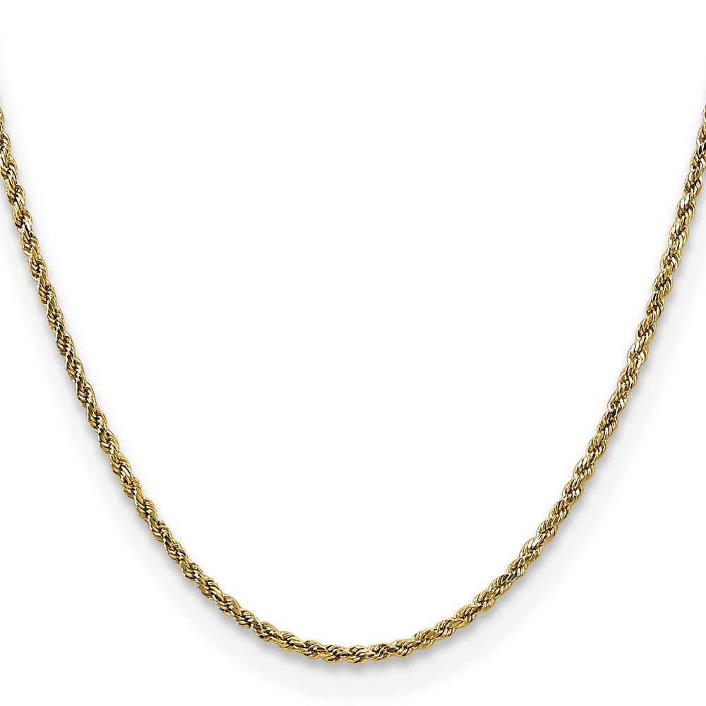 14K Yellow Gold 22 Inch 2.25mm Semi Solid Diamond-Cut Rope With Lobster Clasp Chain Necklace