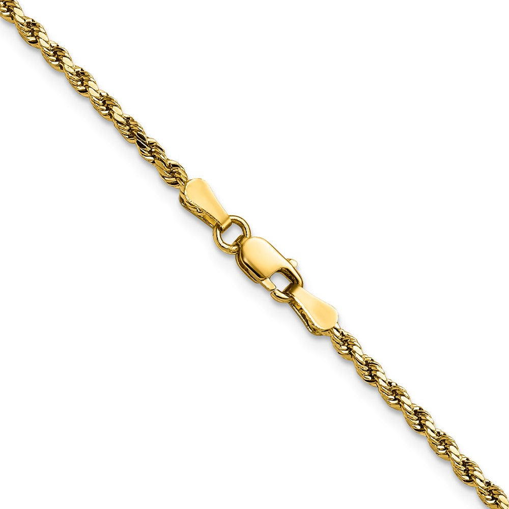 14K Yellow Gold 20 Inch 2.25mm Semi Solid Diamond-Cut Rope With Lobster Clasp Chain Necklace