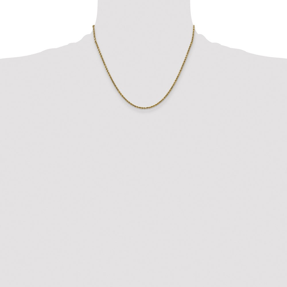 14K Yellow Gold 18 Inch 2.25mm Semi Solid Diamond-Cut Rope With Lobster Clasp Chain Necklace
