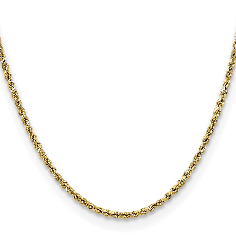 14K Yellow Gold 20 inch 2.5mm Semi Solid Diamond-cut Rope with Lobster Clasp Chain Necklace