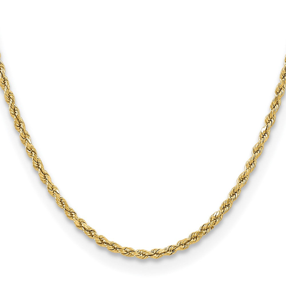 14K Yellow Gold 3mm Semi Solid Diamond-Cut Rope With Lobster Clasp Chain Necklace