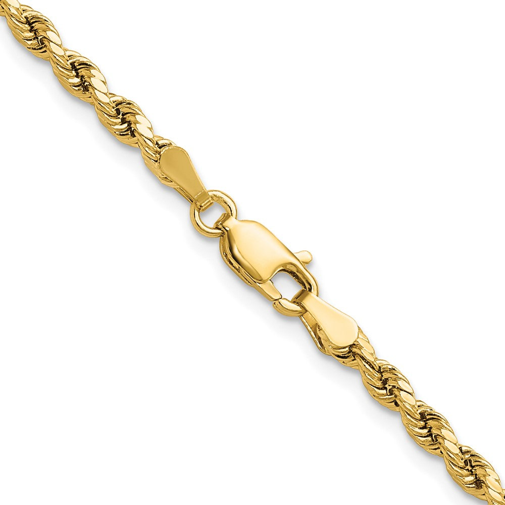 14K Yellow Gold 3mm Semi Solid Diamond-Cut Rope With Lobster Clasp Chain Necklace