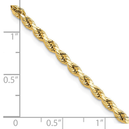 14k Yellow Gold 3mm Semi Solid Diamond-cut Rope with Lobster Clasp Chain Bracelet