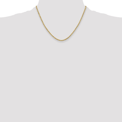 14K Yellow Gold 3mm Semi Solid Diamond-Cut Rope With Lobster Clasp Chain Necklace