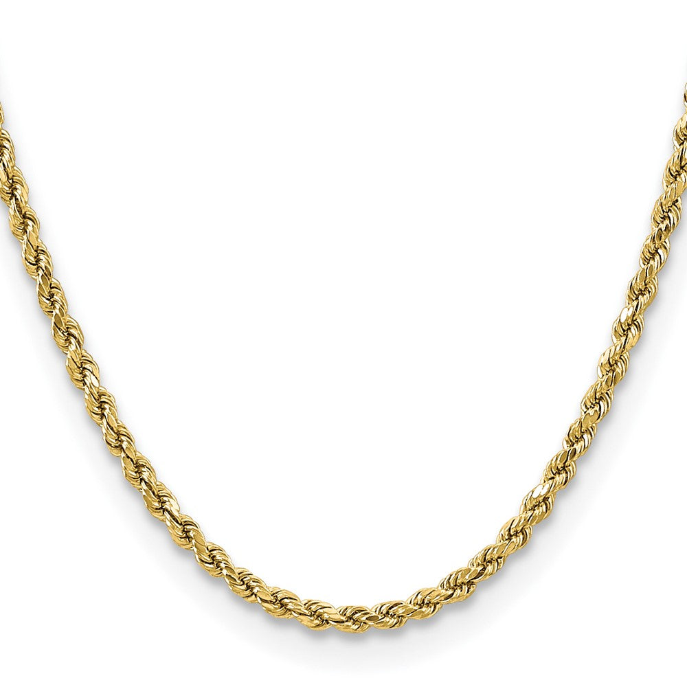 14K Yellow Gold 20 Inch 3.5mm Semi Solid Diamond-Cut Rope With Lobster Clasp Chain Necklace