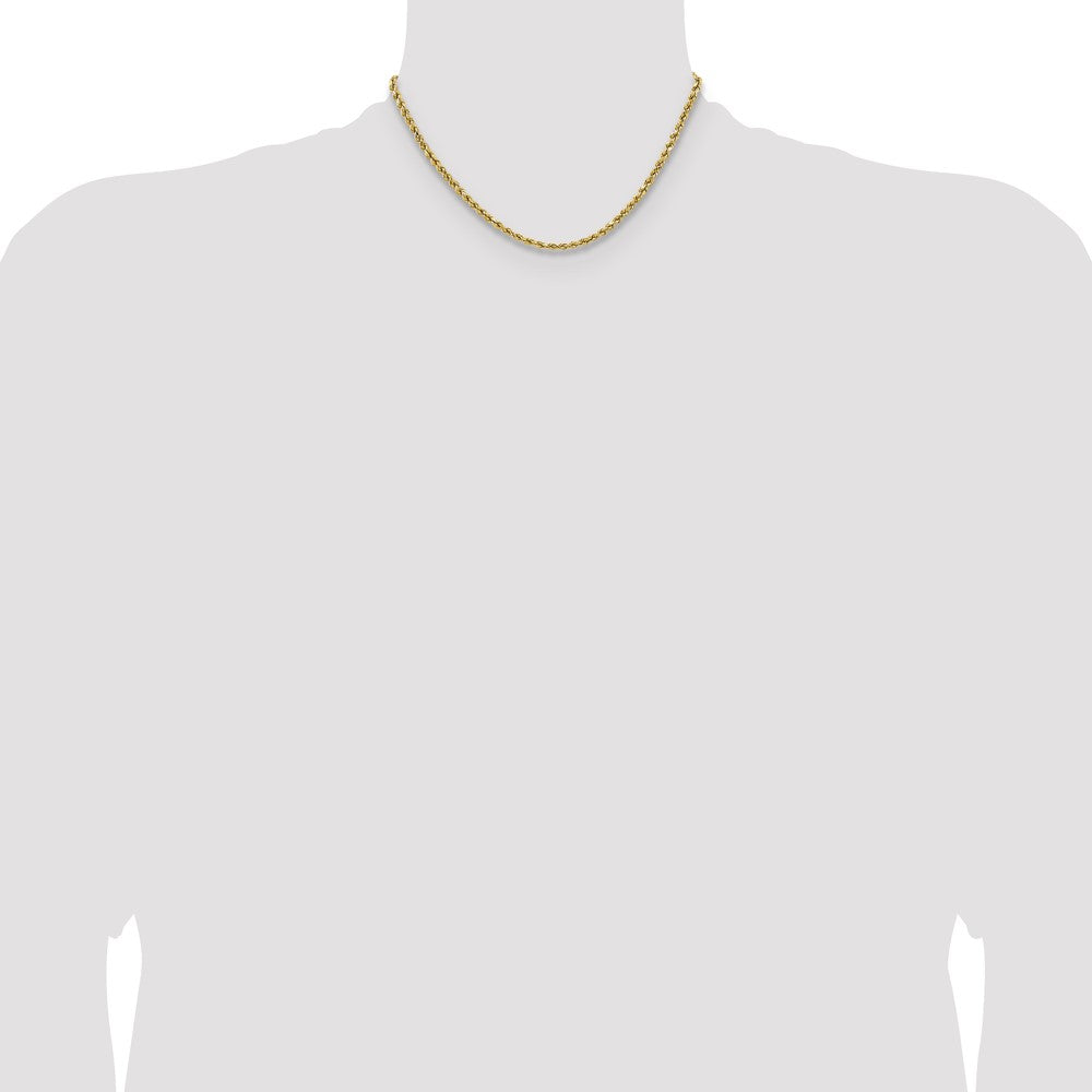 14K Yellow Gold 16 Inch 3.5mm Semi Solid Diamond-Cut Rope With Lobster Clasp Chain Necklace