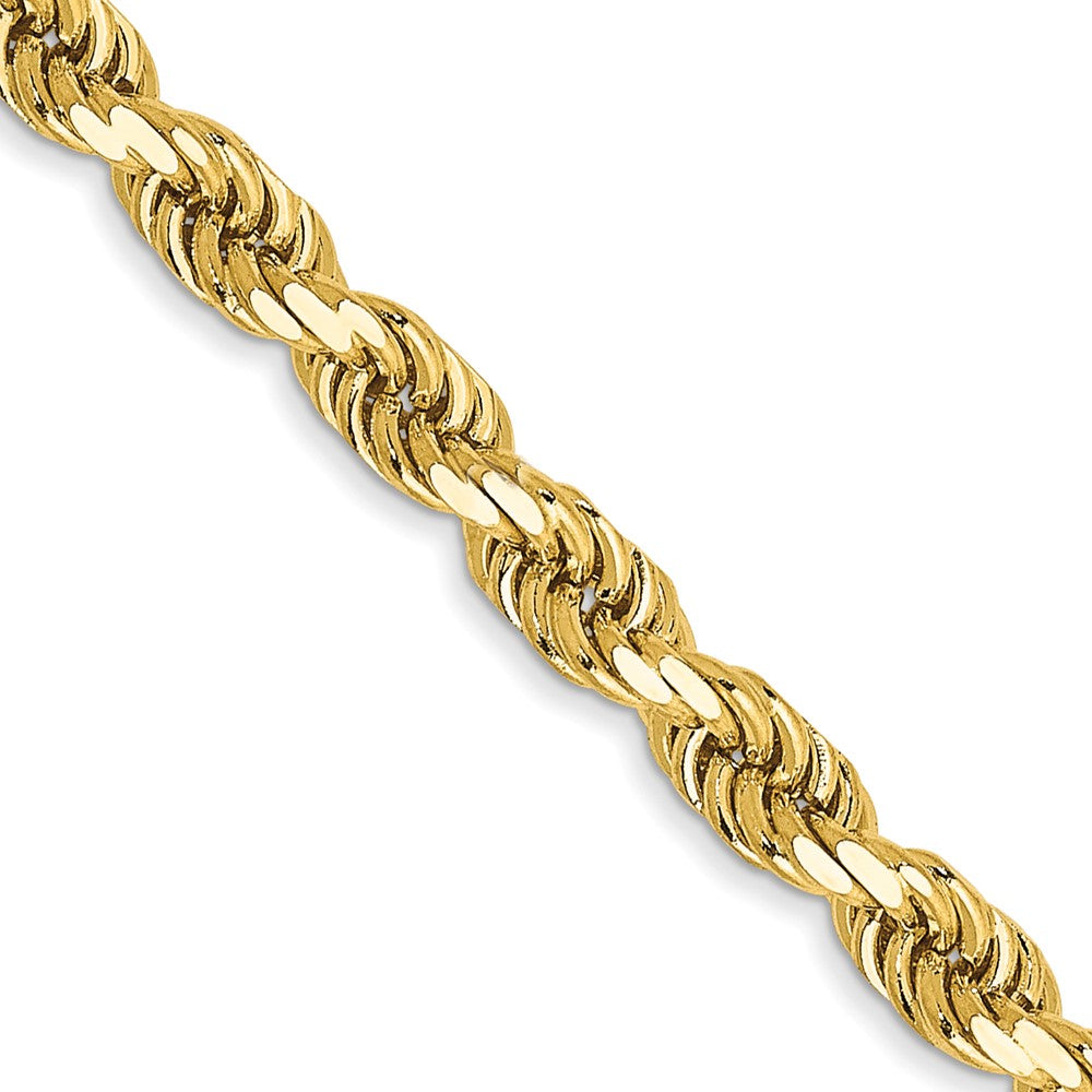 14K Yellow Gold 16 Inch 3.5mm Semi Solid Diamond-Cut Rope With Lobster Clasp Chain Necklace